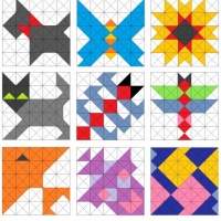 Аппликация из квадратов и треугольников