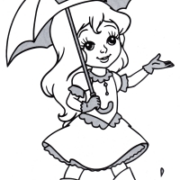 Раскраски девочка с зонтиком