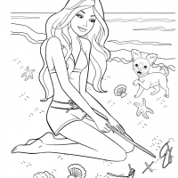Раскраски девочка на пляже