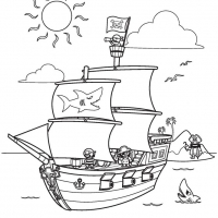 Раскраска Пиратский корабль