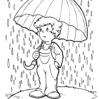 Раскраски мальчик с зонтиком