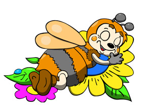 Спящая пчелка на цветке
