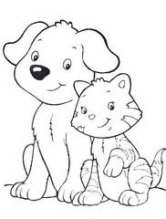 Раскраски кошка и собака - распечатать бесплатно