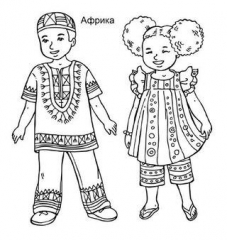 Раскраска Дети в традиционных костюмах