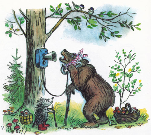 Медведь звонит по телефону