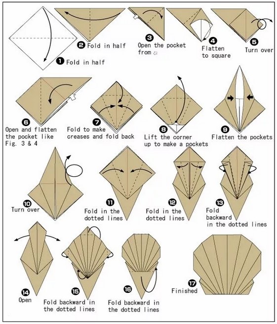Оригами ракушка