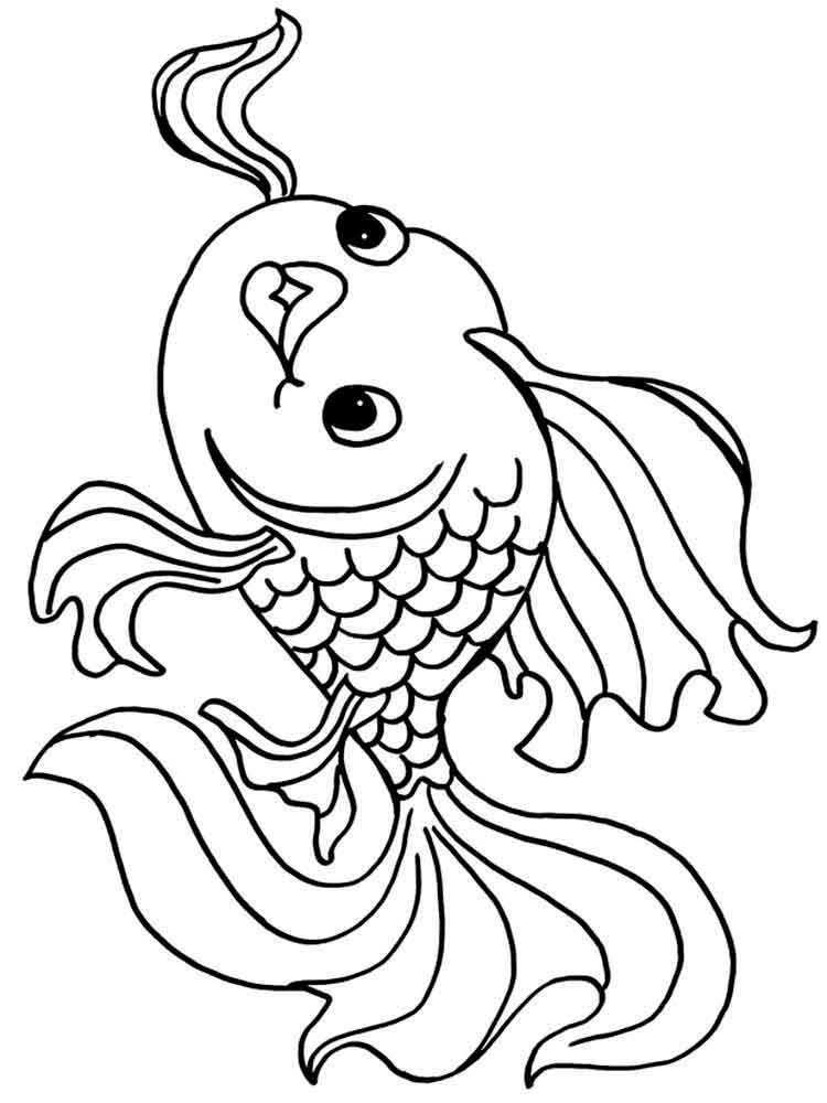 Золотая рыбка раскраска распечатать