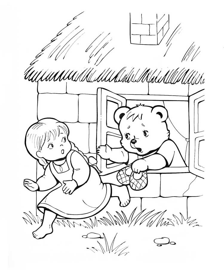 Раскраска Три медведя распечатать