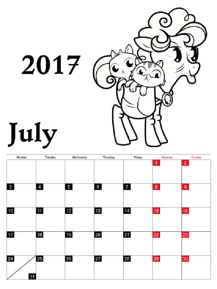 Раскраска календарь распечатать