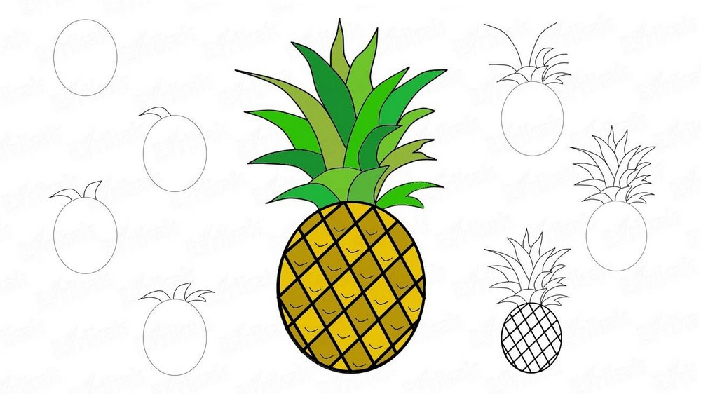 Как нарисовать ананас