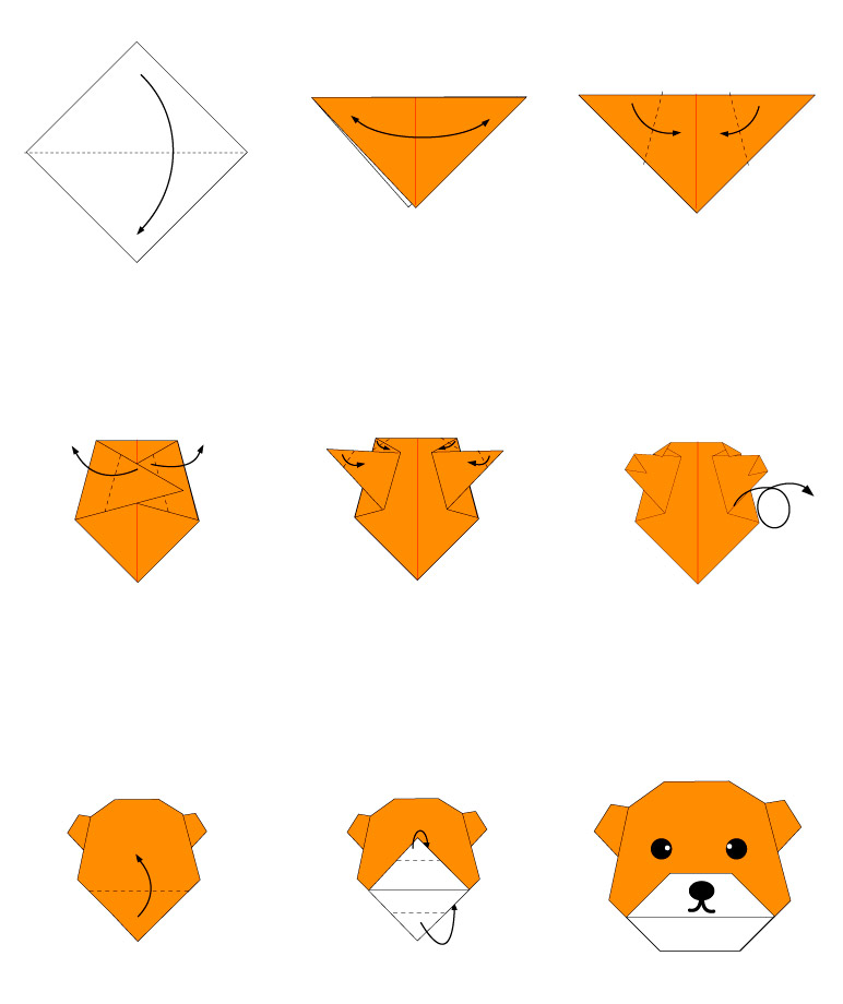 Оригами медведь