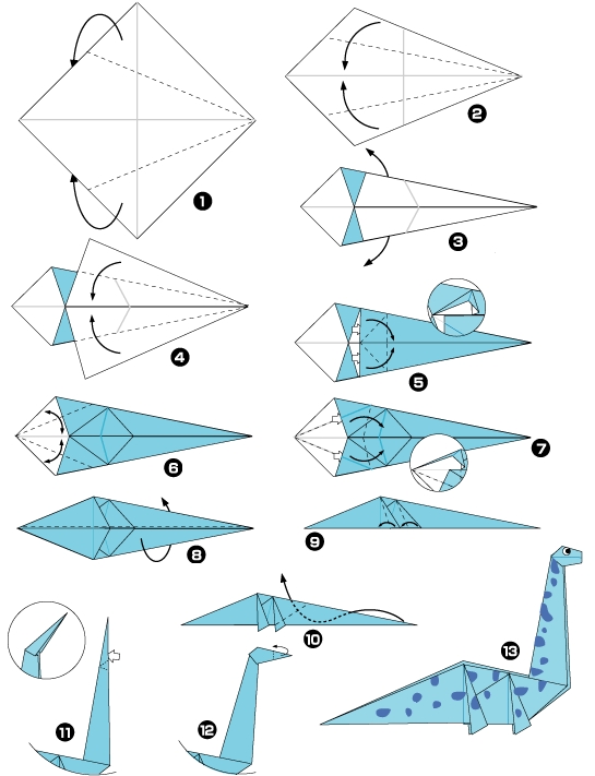 Оригами динозавр