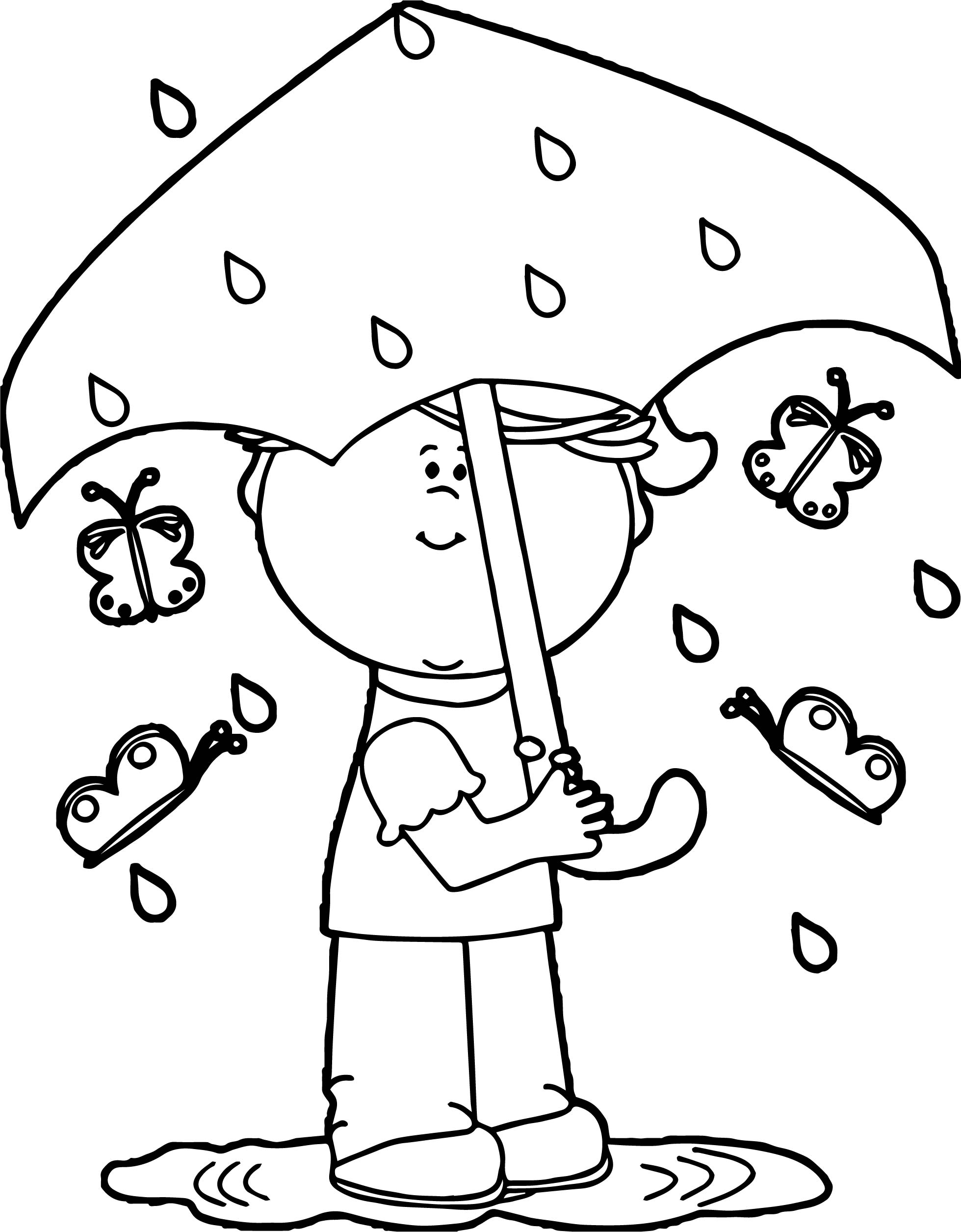 Раскраски мальчик с зонтиком распечатать