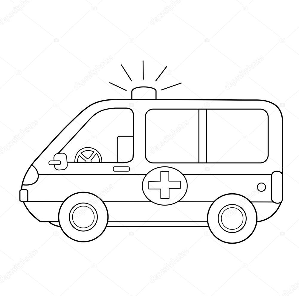 Поэтапное рисование машины скорой помощи