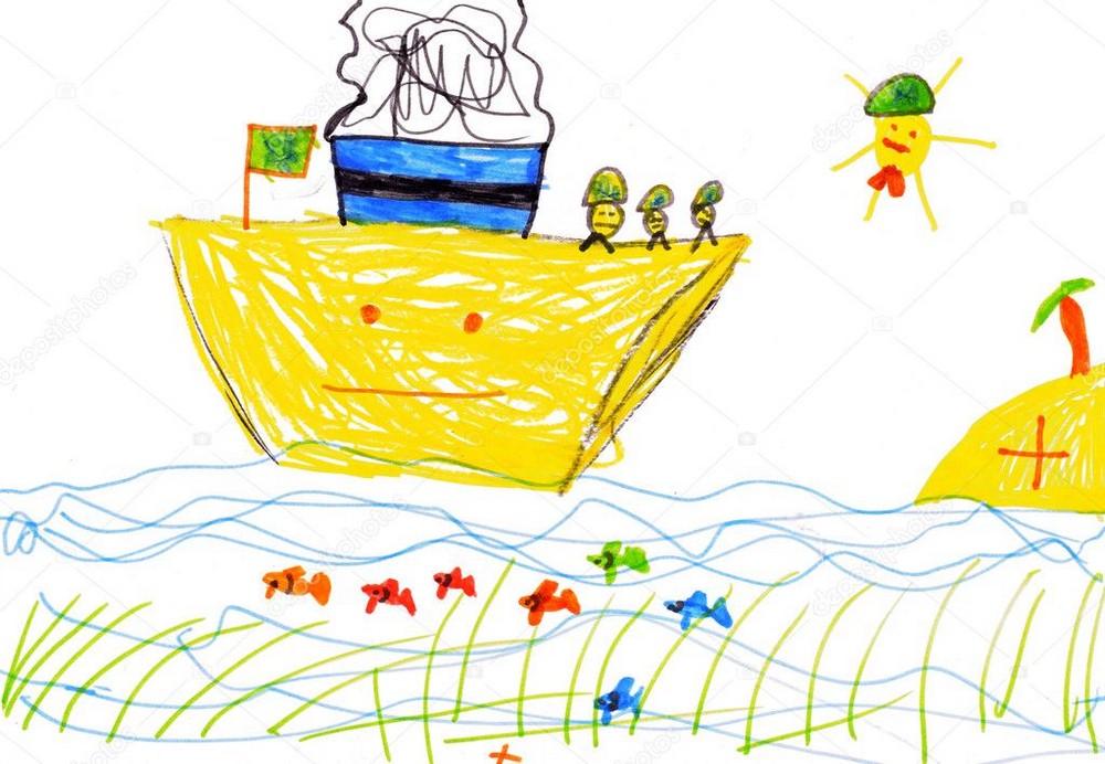 Детский рисунок корабля