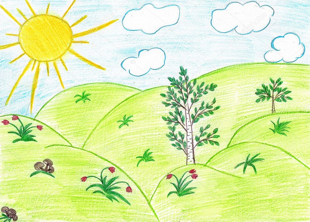 Детские рисунки про лето