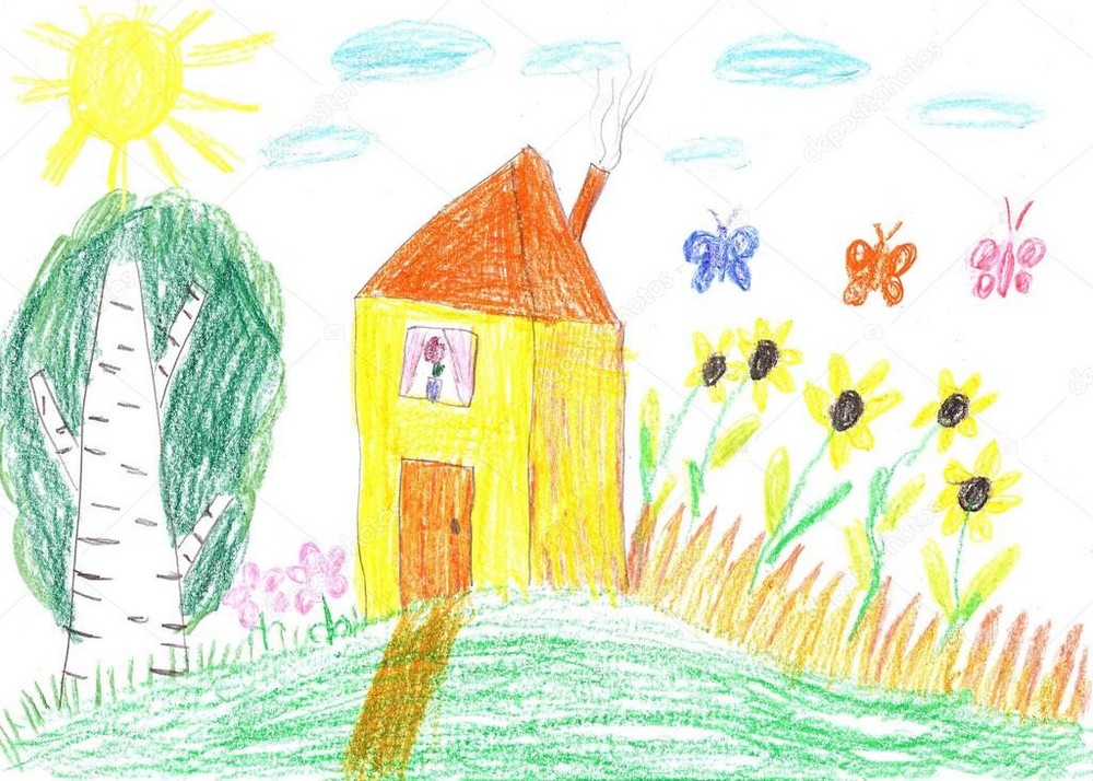 Детский рисунок дома
