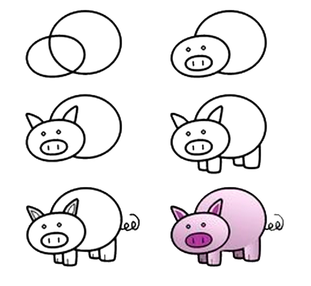 Учимся рисовать свинью
